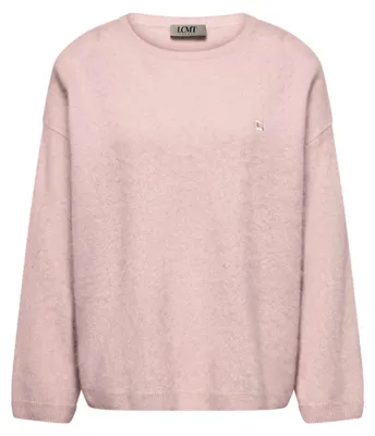 Produktbild von Rosa Wollpullover, Größe 48, gestrickt, weich, Relaxed Fit mit Rundhals und Fransen