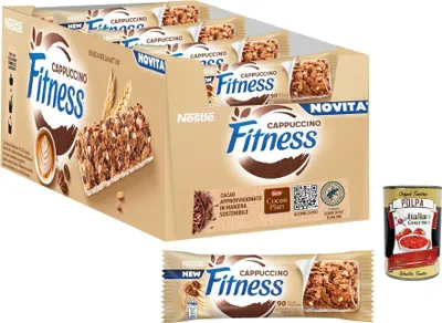 Produktbild von FITNESS Cappuccino, Cereal Bars Cappuccino Geschmack, 24 Bars mit 564 g (564 g) + Italian Gourmet polpa 400g