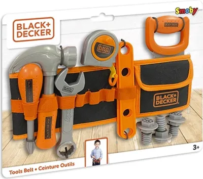 Produktbild von Smoby Black & Decker Spielzeug-Werkzeuggürtel mit Zubehör, 12-teilig