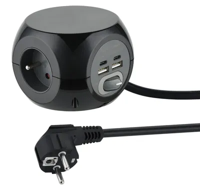 Produktbild von Electraline Steckdosenwürfel mit Schalter, 35441