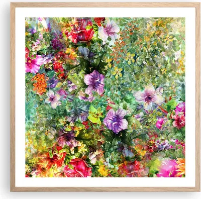 Produktbild von Gerahmtes Poster - Rahmen in heller Eiche - blume sommer natur - 60x60 cm - Wand Bild - Wanddeko - Wandbilder - Wandposter - Bilderrahmen - Bilder - Kunstdruck - Wandbild - P2NAC60x60-3842