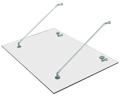 Obrázek produktu pro Stříška nad dveře – bezpečnostní sklo a nerezová ocel 304 | Barva: Průhledná | Rozměry: 150 x 90 x 1,2 cm