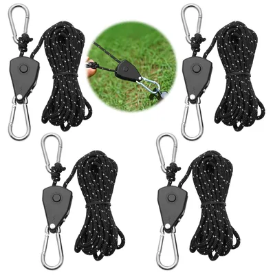 Produktbild von Spannleine Zeltspanner Spannratsche - 4 m - 4 mm - Verstellbar mit Spanner - Reflektierend - 4 Stück - Für Zelt und Camping