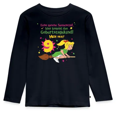 Produktbild von Spreadshirt Bibi Blocksberg Geburtstagsdesign 9 Jahre Kinder Premium Langarmshirt, 98/104 (2 Jahre), Navy
