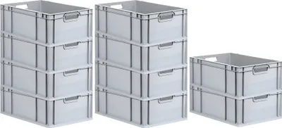 Produktbild von SparSet 10x Eurobox NextGen Economy | Griffe offen |HxBxT 22x40x60cm | 44 Liter | Eurobehälter, Transportbox, Transportbehälter, Stapelbehälter