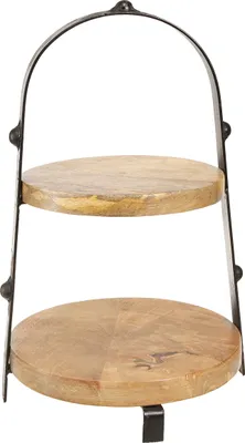 Produktbild von Etagere Holz Metall 2-Stöckig Vintage Rustikal Deko Schwarz