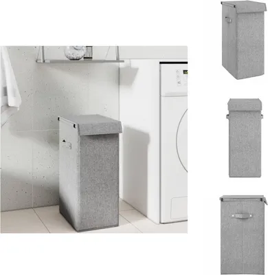 Obrázek produktu pro vidaXL Skládací koš na prádlo šedý 26 x 34,5 x 59,5 cm imitace lněné tkaniny - Koše na prádlo