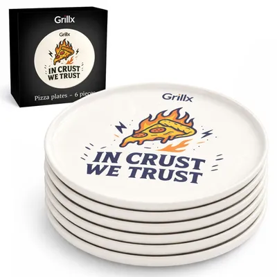 Produktbild von Grillx Keramische Pizzateller - Set von 6 - 33 cm Durchmesser - Pizza Zubehör