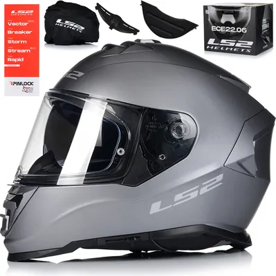 Image de Casque intégral LS2 "FF800 Storm II Solid" titane mat, taille 57 / 58 = M