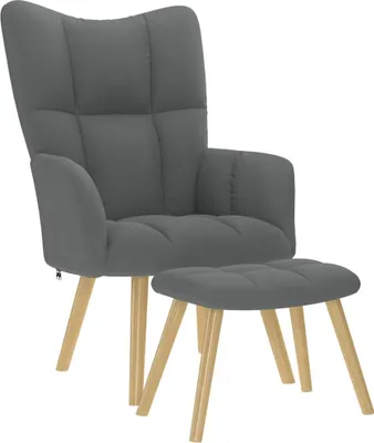 Produktbild von Relaxsessel mit Hocker Dunkelgrau Stoff