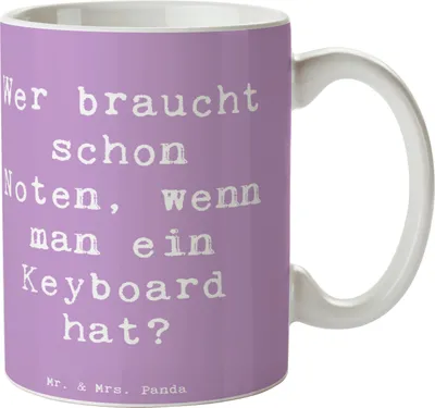Produktbild von Mr. & Mrs. Panda Pott Spruch Keyboard Freude - Lavendeltraum - Geschenk, Tasse, Streichinstrumente, Kaffeetasse, Noten, Intuition, Lernen, mit, Keramikbecher, Kaffeepott