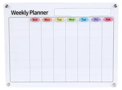 Produktbild von Acryl-Wochenplaner, transparent, bunt, magnetische Planungstafel, Memo für Zuhause
