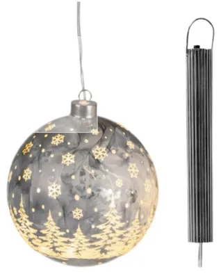Produktbild von Weihnachtskugel Deko Kugel HängekugelLED Lampe Weihnachten 10 cm Spirit matt Silber mit Licht