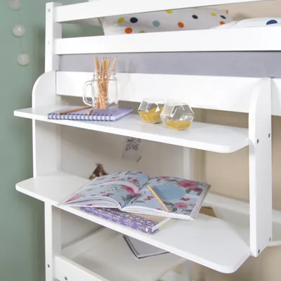 Produktbild von Homestyle4u Einhängeregal Hängeregal Hochbett Weiss Regal Holz 2 Ablagen