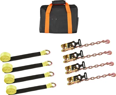 Produktbild von SucceBuy Radspanngurt Befestigungsgurt (50,8 x 3048 mm) mit robustem Haken, 4540 kg Bruchlast und 1512 kg Tragkraft, Motorrad-Spannsystem zur Radsicherung für SUVs und Anhänger, Gelb