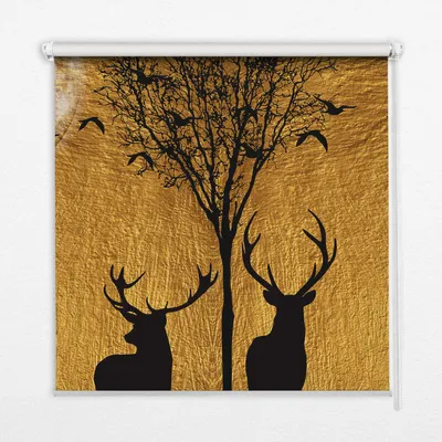 Produktbild von Seitenzug-Rollo Fensterrollo Jalousie - Thermo-Rollo Verdunkelungsrollo - 90x140 cm - Hirsche bei Nacht