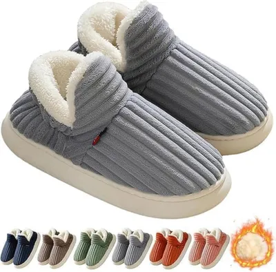 Produktbild von Hausschuhe Damen Herren - Winter Warme Geschlossen Plüsch Weiche Modern Bequeme Elegant Rutschfeste Memoryschaum Pantoffeln