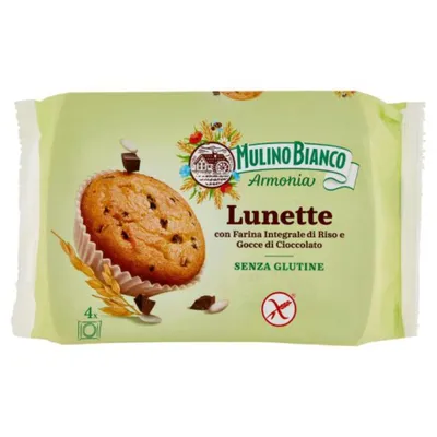 Obrázok produktu pre Bezlepkové muffiny s ryžovou múkou a čokoládovými lupienkami od Mulino Bianco 140g