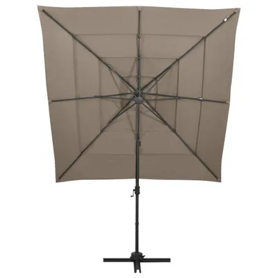Image de vidaXL Parasol avec mât en aluminium 4 couches Taupe 250x250 cm