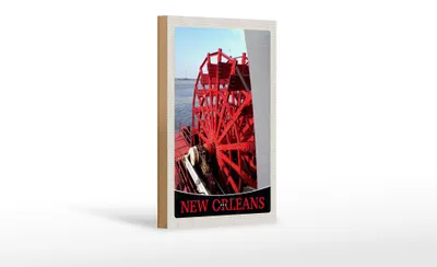 Produktbild von Holzschild Reise 12x18 cm New Orleans Amerika USA Steambot