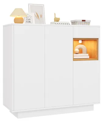 Image de Armoire à chaussures - Rangement à chaussures - Organisateur à chaussures - Meuble à chaussures - Armoire à chaussures - Blanc et naturel