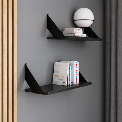 Obrázek produktu pro AKKE Stein Černý Fosil Závěsná police FLAT moderní LOFT-style DxŠ: 70x20 cm