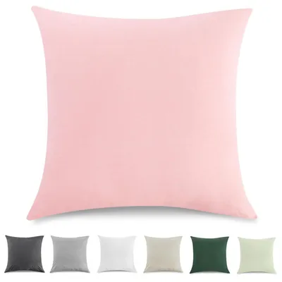 Produktbild von Kissenbezüge 40x40 cm 2er Set Gewaschene Baumwolle Rosa Leinenoptik mit Reißverschluss