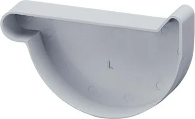 Produktbild von INEFA Dachrinnen Endstück halbrund, PVC NW180 / 180mm, links Grau Dachrinnenzubehör, einfache Steckmontage,  Germany
