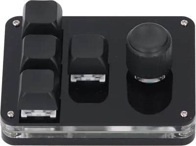 Obrázok produktu pre 4 klávesy s 1 tlačidlom Klávesnica USB Mini Blue Switch Programovateľné makro mechanické Vlastné priemyselné hranie s RGB svetlom čierna
