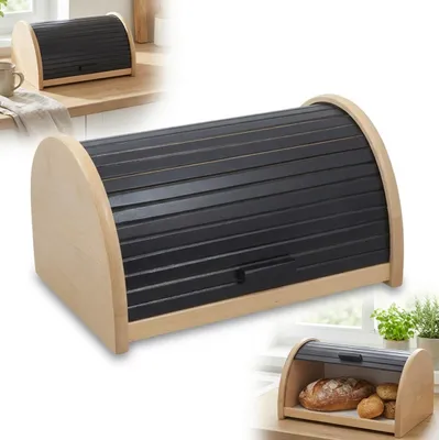 Produktbild von Holzbrotkorb Brotkasten Brotkasten Schwarz