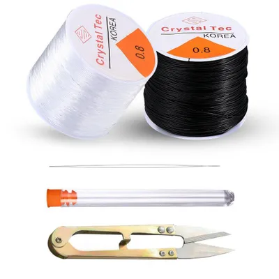 Produktbild von 2 Spule Gummiband für Armbänder, 50m x 0,8mm Elastisches Band für Armbänder, für DIY Schmuck Herstellung, Handwerk
