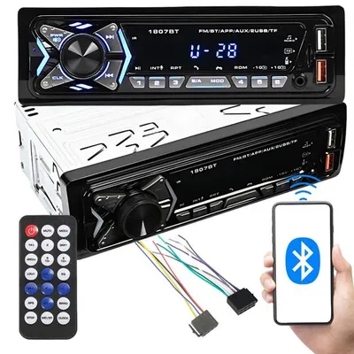 Obrázek produktu pro Autorádio bluetooth usb aux sd 1-din reproduktor dálkové ovládání
