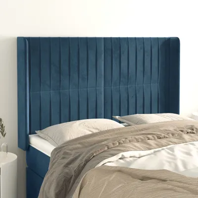 Produktbild von Möbel Kopfteil mit Ohren Dunkelblau 147x16x118/128 cm Samt - Kopfteile 3119870