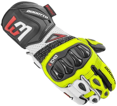 Immagine prodotto di Guanti da moto traforati Bogotto Sugello, nero/bianco/giallo neon, S