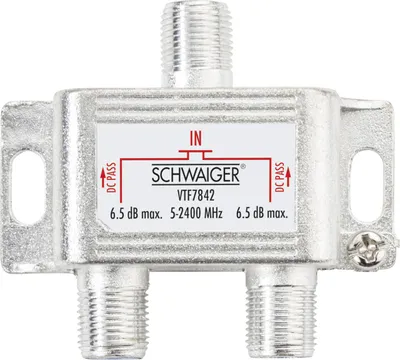 Produktbild von Schwaiger VTF7842 531, Kabelsplitter, 5 - 2250 MHz, Silber, 1 Stück(e), 54 mm, 58 mm