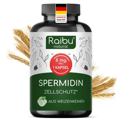 Produktbild von Spermidin Kapseln Hochdosiert, 6 mg Spermidin pro Kapsel - RAIBU