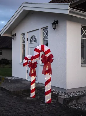 Produktbild von startrading LED Zuckerstange weiß/rot, 60x150 cm, 36 cm Tiefe, 76 warmweiße LEDs, 5m Kabel, Outdoor, IP44, Modell 475-25