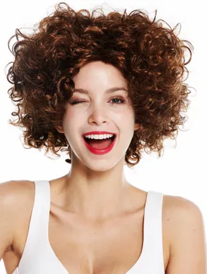 Produktbild von WIG ME UP Perücke Braun lockig Mittelscheitel Kurz 1352-ZA6A