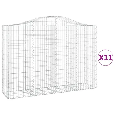 Imagen del producto de vidaXL: Muros de contención tipo gavión con forma de arco, 11 unidades, 200x50x140/160 cm, hierro galvanizado