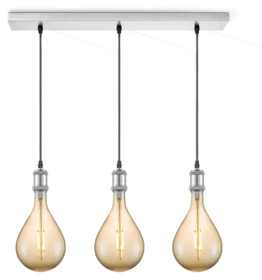 Produktbild von Home Sweet Home Hängeleuchte Chrom Vintage Pear 3L G160 dimmbar E27 Amber
