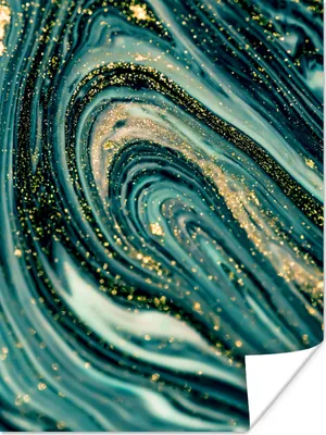 Produktbild von MuchoWow® Poster Marmoroptik - Luxus - Gold - Türkis - Glitzer 90x120 cm - Wohnzimmer