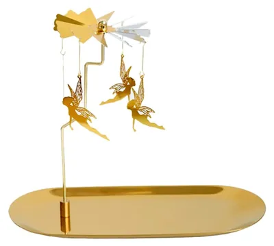Produktbild von Teelichtkarussell Weihnachten Teelichthalter Gold Rotierender Kerzenhalter Metall Kerzenständer mit Tablett Tischdeko Votiv Advent Deko