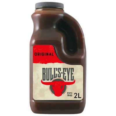 A large bottle of Bulls Eye Original Barbecue Sauce.