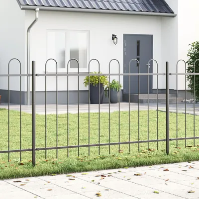 Produktbild von Möbel Gartenzaun mit Bogenoberteil Grau 5,1 x 1 m Stahl - Metallzäune 3334055