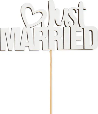 Produktbild von Holz-Stecker Just Married weiß Hochzeit