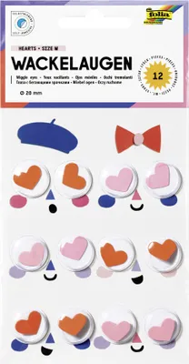 Produktbild von folia Wackelaugen HEARTS Größe M selbstklebend 12 Stück