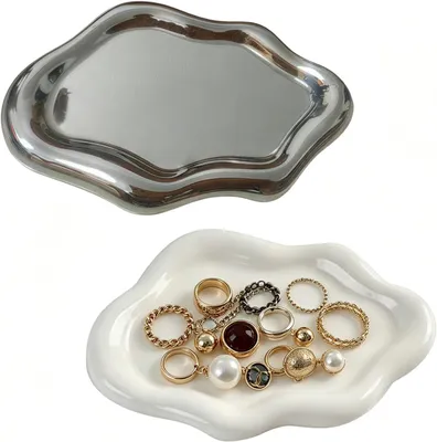 Produktbild von 2 Stück Schmuckschalen in Wolkenform, Schmuckteller und Dekoschalen für Ringe, Ohrringe, Armbänder und Kosmetik, geeignet für Schminktisch, Badezimmer, Nachttisch und Wohnzimmer