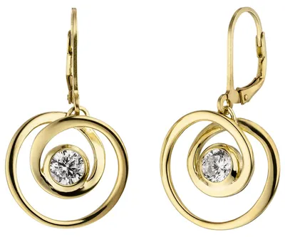 Produktbild von Ohrhänger elegante Boutons weißer Zirkonia in einer Spirale 925 Silber vergoldet