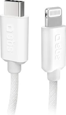 Produktbild von SBS TECABLETISSUETCL, 1,5 m, Lightning, USB C, Männlich, Männlich, Weiß