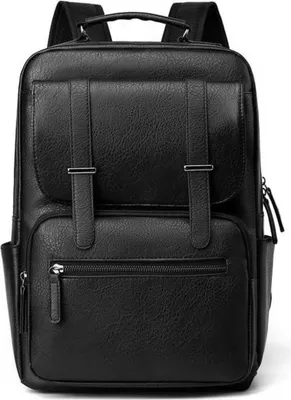Produktbild von Herren Kunstleder Rucksack Cityrucksack Businessrucksack Alltagsrucksack Orane Schwarz